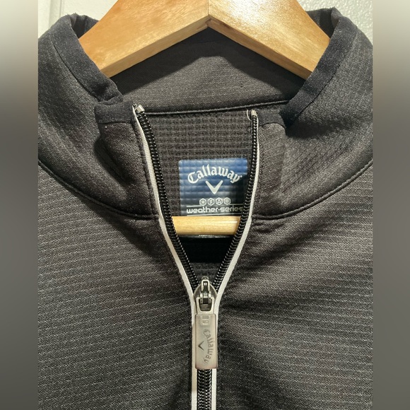 CALLAWAY Golf Weather Series 1/4 Zip Pullover Black Waffle Knit Mens Medium - Picture 3 of 4